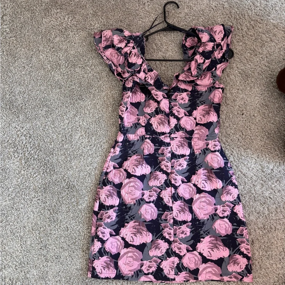Fashion Nova Pink and Black Floral Midi Dress - Picture 3 of 5